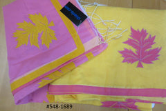 Saree 5481689 Yellow Pink Cotton Saree