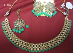 Necklace 3051726 Indian Designer Gold Finish Necklace Set