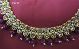 Necklace 3051727 Indian Designer Gold Finish Magenta Stones Necklace Set