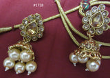 Necklace 3051728 Indian Designer Gold Finish Pearl Beads Necklace Set