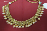Necklace 3051728 Indian Designer Gold Finish Pearl Beads Necklace Set