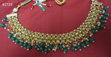 Necklace 3051729 Indian Designer Gold Finish Green Beads Necklace Set