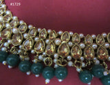 Necklace 3051729 Indian Designer Gold Finish Green Beads Necklace Set