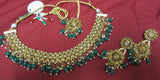 Necklace 3051729 Indian Designer Gold Finish Green Beads Necklace Set