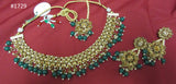 Necklace 3051729 Indian Designer Gold Finish Green Beads Necklace Set