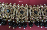 Necklace 3051734 Indian Designer Gold Finish Black Beads Guloband Necklace Set