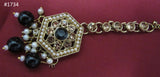 Necklace 3051734 Indian Designer Gold Finish Black Beads Guloband Necklace Set