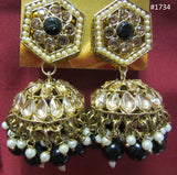 Necklace 3051734 Indian Designer Gold Finish Black Beads Guloband Necklace Set