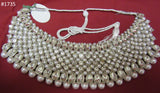 Necklace 3051735 Indian Designer Silver Finish Pearl Beads Guloband Necklace Set