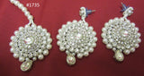 Necklace 3051735 Indian Designer Silver Finish Pearl Beads Guloband Necklace Set