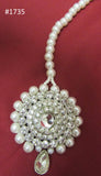 Necklace 3051735 Indian Designer Silver Finish Pearl Beads Guloband Necklace Set