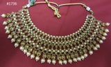 Necklace 3051736 Indian Designer Gold Finish Pearl Beads Guloband Necklace Set