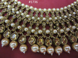 Necklace 3051736 Indian Designer Gold Finish Pearl Beads Guloband Necklace Set