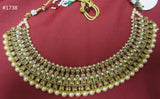 Necklace 3051738 Indian Designer Gold Finish Pearl Beads Guloband Necklace Set