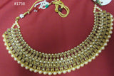 Necklace 3051738 Indian Designer Gold Finish Pearl Beads Guloband Necklace Set