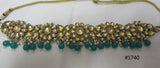Necklace 3051740 Indian Designer Gold Finish Green Beads Guloband Necklace Set