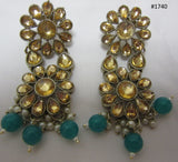 Necklace 3051740 Indian Designer Gold Finish Green Beads Guloband Necklace Set