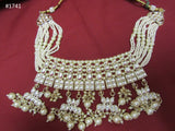 Necklace 3051741 Indian Designer Gold Silver Effect Silver Crystals Guloband Necklace Set