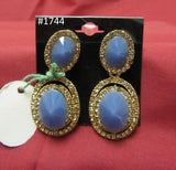 Earrings 3051744 Indian Designer Earrings Golden Sapphire Blue
