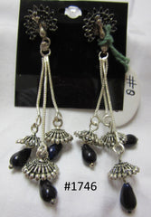 Earrings 3051746 Indian Designer Earrings Silver Black Beads