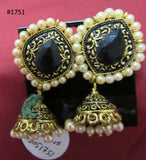 Earrings 3051751 Indian Designer Earrings Golden Pearl Jhumki