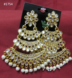 Earrings 3051754 Indian Designer Earrings Golden Silver Crystals Pearl Beads