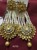 Earrings 3051755 Indian Designer Earrings Golden Crystals Pearl Beads
