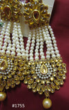 Earrings 3051755 Indian Designer Earrings Golden Crystals Pearl Beads