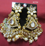 Earrings 3051756 Indian Designer Earrings Silver Crystals Pearl Beads