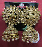 Earrings 3051761 Indian Designer Golden Crystals Jhumka