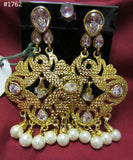 Earrings 3051762 Indian Designer Golden Crystals Pearl Beads Earring