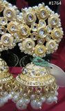 Earrings 3051764 Indian Designer Silver CZ Pearl Beads Jhumka