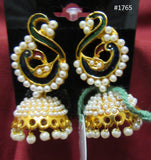 Earrings 3051765 Indian Designer Golden Multicolor Peacock Pearl Beads Earrings