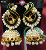 Earrings 3051765 Indian Designer Golden Multicolor Peacock Pearl Beads Earrings