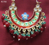 Earrings 3051766 Indian Designer Golden Red Green Earrings