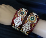 Cuff Bangles 1771 Red Bridal Wear Bangles Shieno Sarees