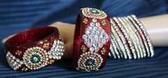 Cuff Bangles 1771 Red Bridal Wear Bangles Shieno Sarees