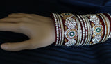 Cuff Bangles 1771 Red Bridal Wear Bangles Shieno Sarees