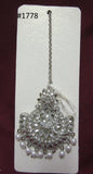 Tikka 3051778 Indian Designer Maang Silver CZ Stones Pearl Beads