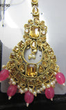 Tikka 3051780 Indian Designer Maang Golden Stones Pink