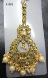 Tikka 3051781 Indian Designer Maang Golden Crystals Pearls