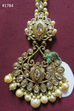 Tikka 3051784 Indian Designer Maang Golden Crystals Pearls