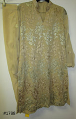 Suit 6381788 Beige Chiffon Georgette Embroidered Salwar Kameez Dupatta Medium Size Suit