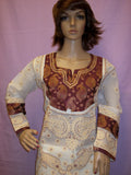 Blouse 018 Cotton White Hand Crafted Kurti Tunic Top Blouse Medium Size Shieno