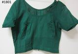 Choli 5441801 Green Silk Medium Size Short Sleeves Choli Saree Blouse