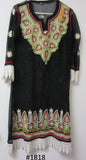 Blouse 6231818 Black Georgette Embroidered Kurti Size Medium