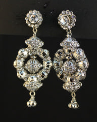 Earrings 1819 Silver Crystals Earrings Shieno Sarees