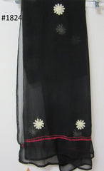 Scarf 2151824 Black Georgette Embroidered Detail Fancy Dupatta Chunni Shawl