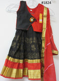 Girls 4851826 Red Black Golden Detail Lehanga Choli Size 20