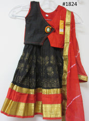 Girls 4851826 Red Black Golden Detail Lehanga Choli Size 20